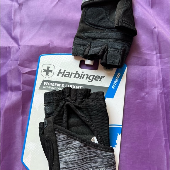 Harbinger Women FlexFit Leather Workout Weightlifting Strength Gloves Pad Grey - Picture 2 of 7